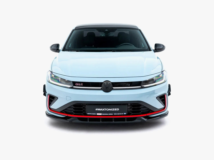 Maxton Design front splitter V.1 for Volkswagen Jetta GLI Mk7 Facelift, body styling accessory, black aerodynamic car part