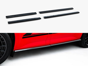 Maxton Design side skirt diffusers for Volkswagen Transporter L1 T7, black aerodynamic exterior car accessories.