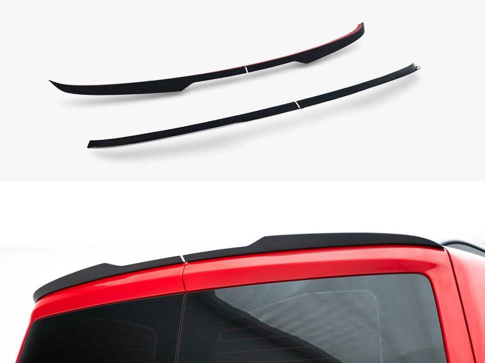 Maxton Design Volkswagen Transporter T7 spoiler cap in black, featuring the MAXTON® DESIGN logo on a sleek automotive accessory
