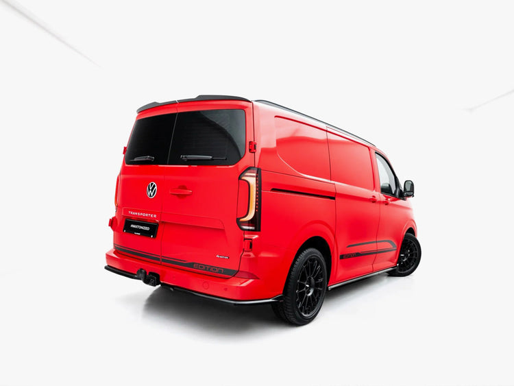 Maxton Design Volkswagen Transporter T7 spoiler cap in black, showing the aerodynamic rear spoiler accessory for T7 models.