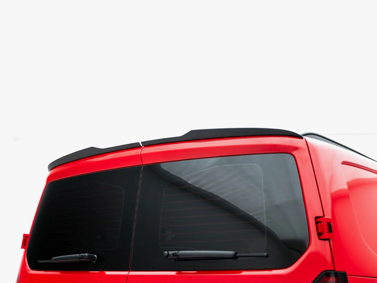 Maxton Design Volkswagen Transporter T7 spoiler cap in black, showcasing the aerodynamic exterior accessory for T7 models
