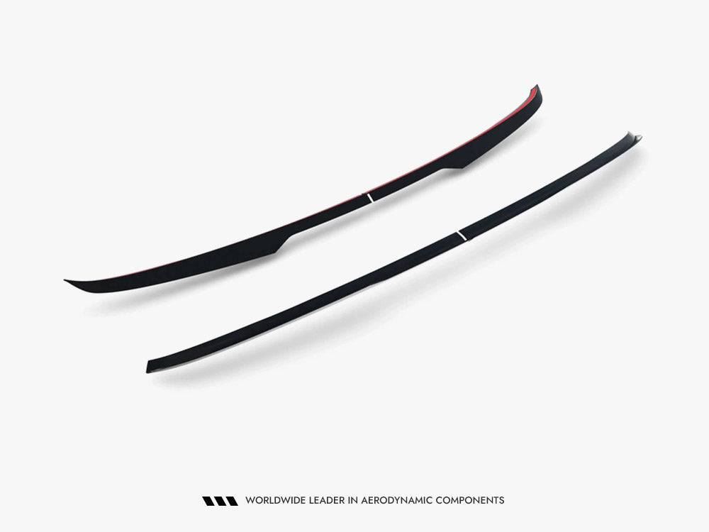 Maxton Design Volkswagen Transporter T7 spoiler cap, black plastic exterior accessory with integrated aerodynamic design.