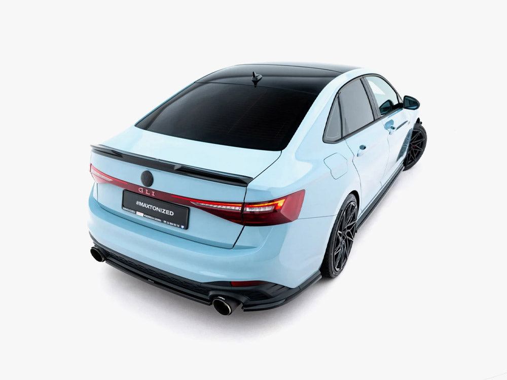 Maxton Design full body kit for Volkswagen Jetta GLI Mk7 Facelift, including front bumper, side skirts, and rear diffuser, in black.