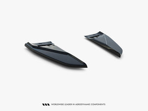 Maxton Design Tesla Model S Mk1 rear side splitters V.1, black aerodynamic car accessories on a white background.