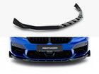 Maxton Design BMW M5 F90 Facelift front splitter in black, part of the body and styling accessories for enhanced aerodynamics.