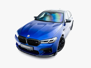 Maxton Design BMW M5 F90 Facelift front splitter in black, made for body styling and aerodynamic enhancement.