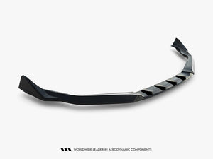 Maxton Design BMW M5 F90 Facelift front splitter in black, made of durable body and styling material for improved aerodynamics.