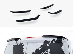 Maxton Design Volkswagen Transporter T7 and Ford Transit Custom Mk2 spoiler cap, black plastic exterior part with logo detail.