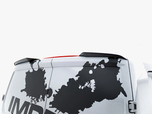Maxton Design Volkswagen Transporter T7 and Ford Transit Custom Mk2 spoiler cap in black, front view, made of durable plastic.