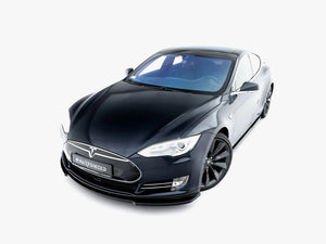 Maxton Design full body kit set for Tesla Model S Mk1, including front and rear bumper accents and side skirts, in black.