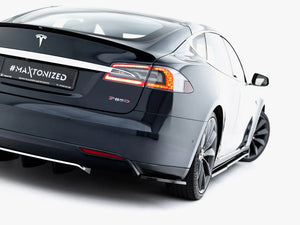 Maxton Design full body kit set for Tesla Model S Mk1, including front and rear bumper parts, in black.