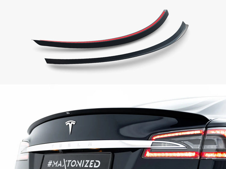 Maxton Design full body kit set for Tesla Model S Mk1, including front and rear bumper and side skirts, black finish.