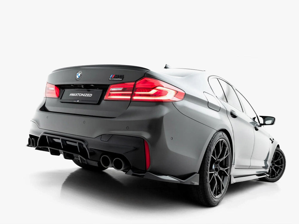 Maxton Design BMW M5 F90 full body kit set, including front bumper, side skirts, and rear diffuser, for sporty enhancement.