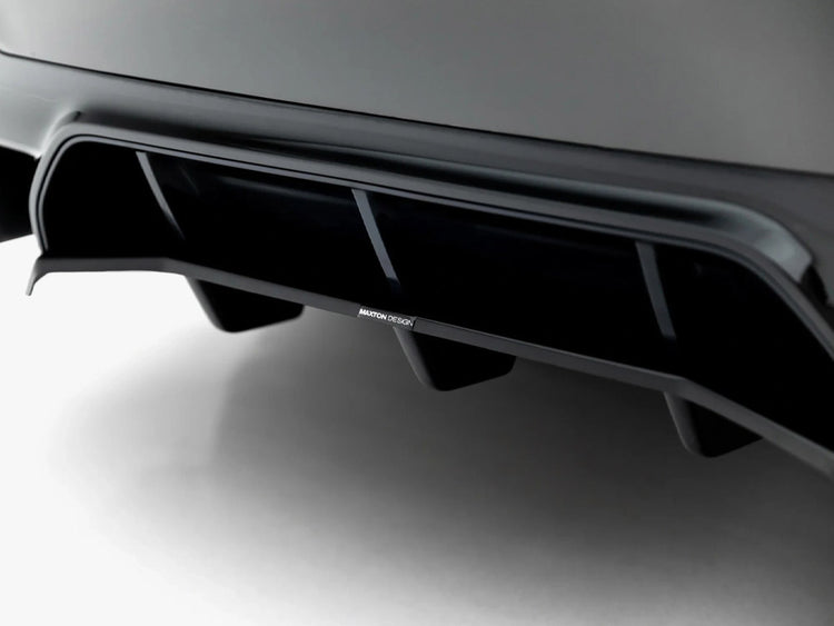 Maxton Design BMW M5 F90 full body kit set in black with front and rear bumper enhancements, side skirts, and aerodynamic components.