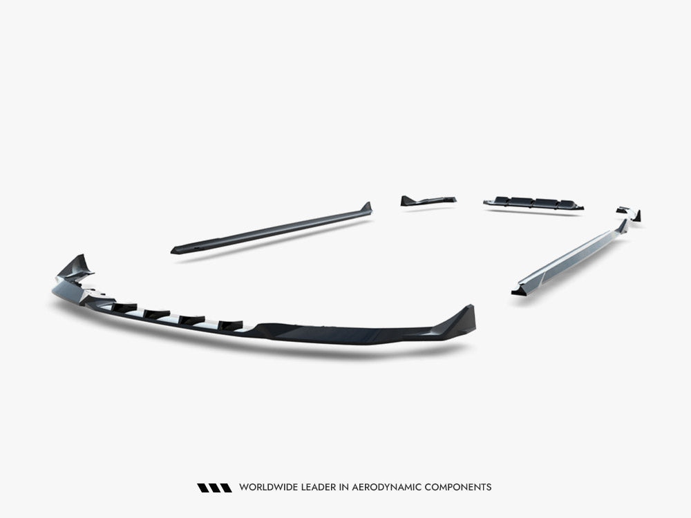 Maxton Design BMW M5 F90 full body kit set including front bumper, side skirts, and rear diffuser, designed for enhanced aerodynamics.