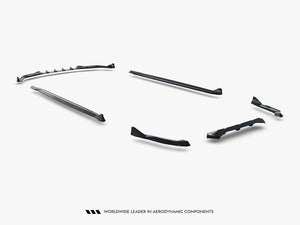 Maxton Design BMW M5 F90 full body kit set including front bumper, side skirts, and rear diffuser in black finish.