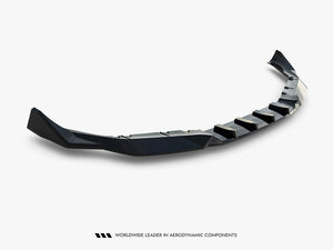 Full view of MAXTON® DESIGN BMW M5 F90 body kit set, including front and rear bumper and side skirts on a black car.