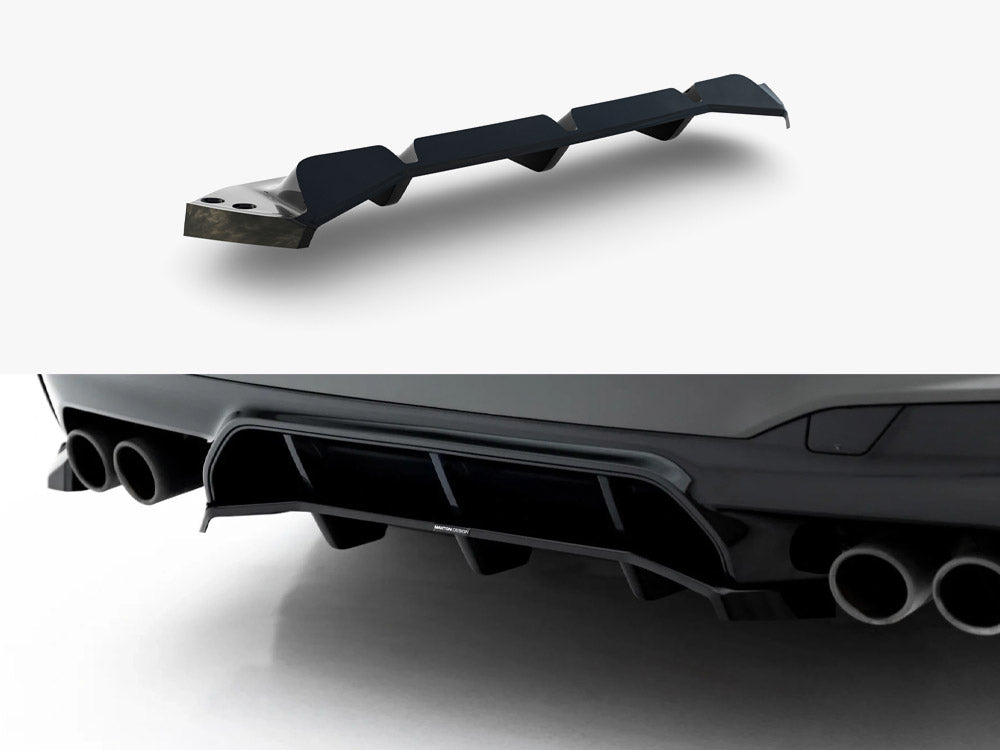Maxton Design BMW M5 F90 full body kit set, including front bumper, side skirts, and rear diffuser, mounted on the car.