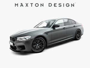 Maxton Design BMW M5 F90 full body kit set featuring front splitter, side skirts, and rear diffuser in black finish.