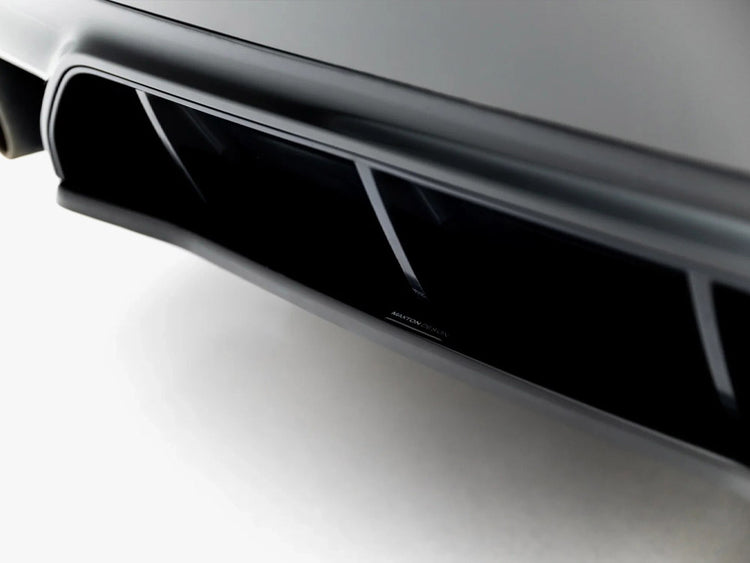 Maxton Design BMW M5 F90 full body kit set, including front bumper, side skirts, and rear diffuser, on a sleek car.
