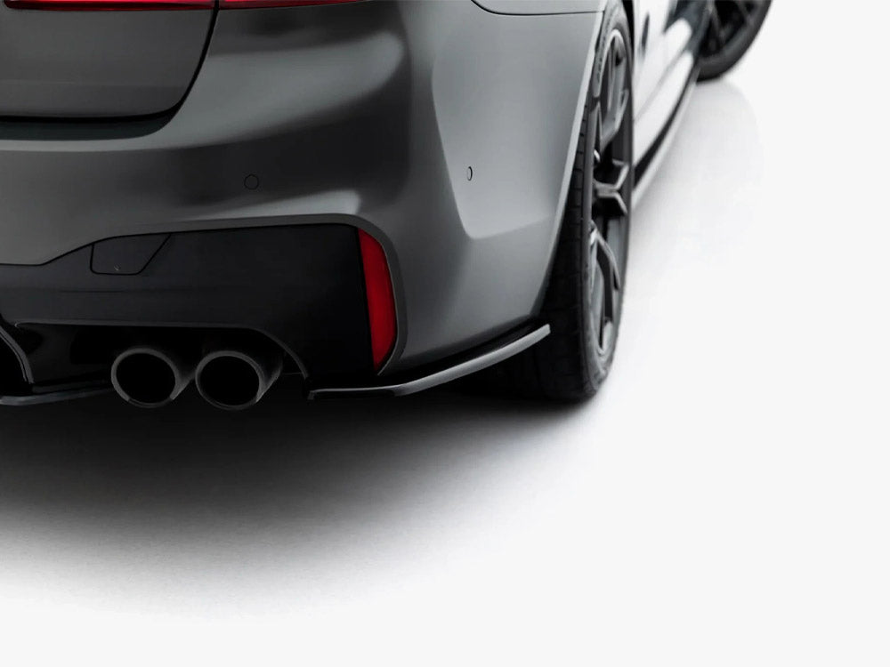 Full view of MAXTON® DESIGN BMW M5 F90 full body kit set with front bumper, side skirts, and rear diffuser on a white background.