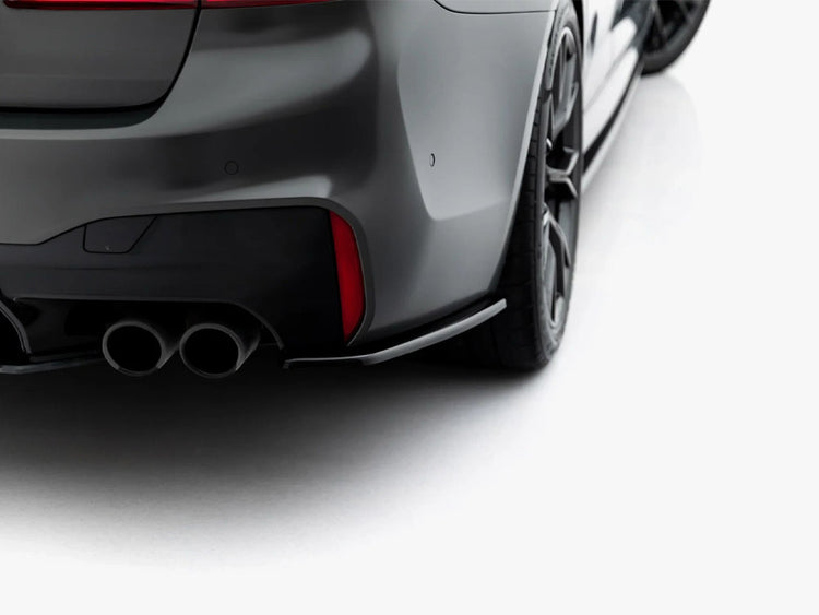 Full view of MAXTON® DESIGN BMW M5 F90 full body kit set with front bumper, side skirts, and rear diffuser on a white background.