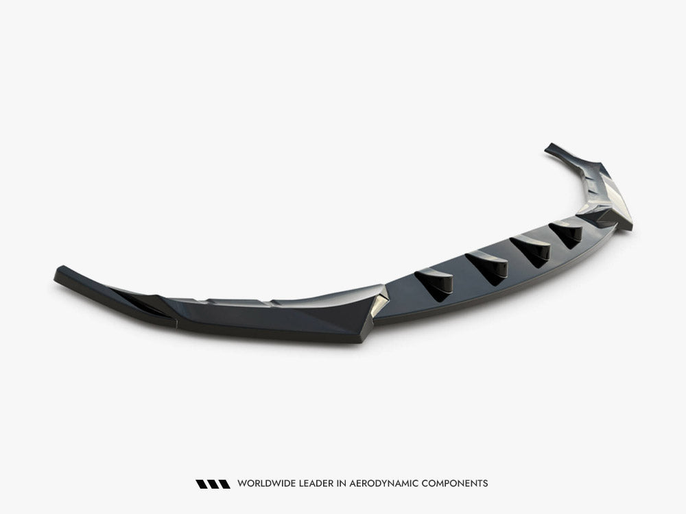 Maxton Design V.4 front splitter for BMW 5 Series G30 G31 M-Pack, body styling accessory, in black with aerodynamic design.