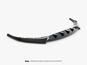 Maxton Design V.4 front splitter for BMW 5 Series G30 G31 M-Pack, body styling accessory, in black with aerodynamic design.