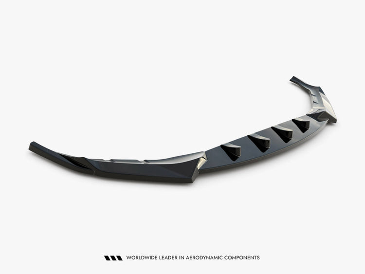 Maxton Design V.4 front splitter for BMW 5 Series G30 G31 M-Pack, body styling accessory, in black with aerodynamic design.