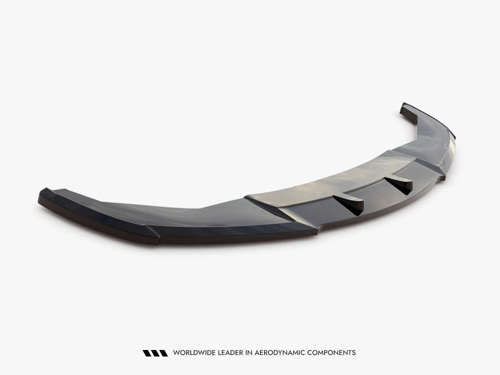 Maxton Design BMW 7 Series F01 front splitter V.1 in black, designed for improved aerodynamics and sporty look.
