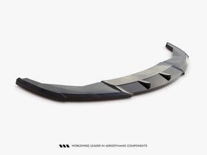 Maxton Design BMW 7 Series F01 front splitter V.1 in black, designed for improved aerodynamics and sporty look.