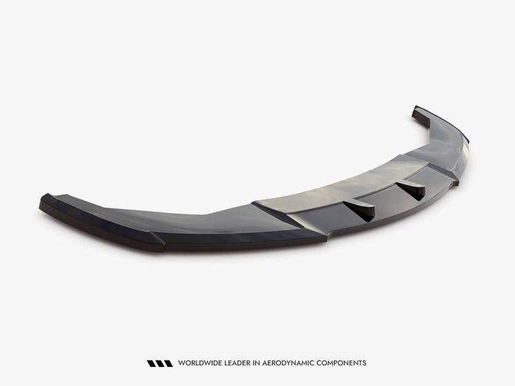 Maxton Design BMW 7 Series F01 front splitter V.1 in black, designed for improved aerodynamics and sporty look.