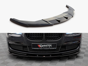 Maxton Design Front Splitter V.1 for BMW 7 Series F01 M-Pack, black aerodynamic car front splitter with mounting hardware