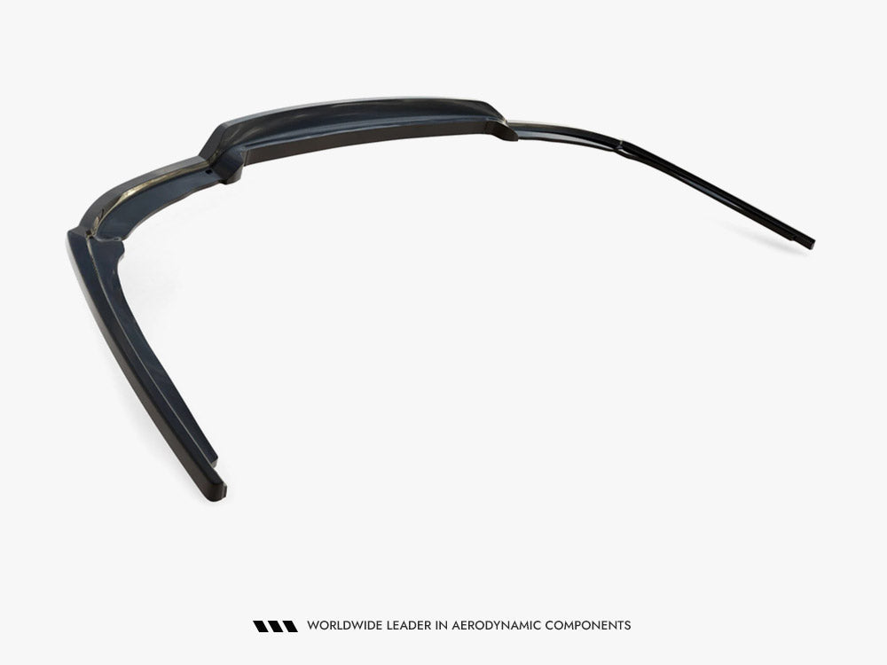Maxton Design BMW 7 Series F01 rear splitter with vertical bars, designed for M-Pack models, in black with mounting hardware visible.