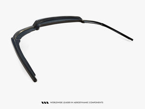 Maxton Design BMW 7 Series F01 rear splitter with vertical bars, designed for M-Pack models, in black with mounting hardware visible.