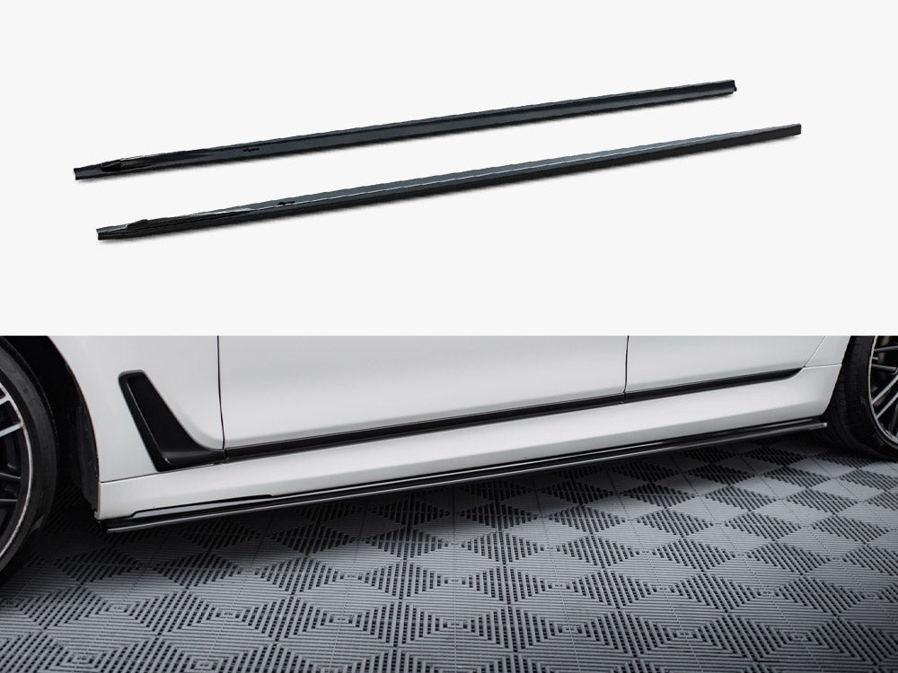 Maxton Design BMW 7 Series G11 2015-2018 side skirts diffusers for M-pack, black aerodynamic car body enhancements