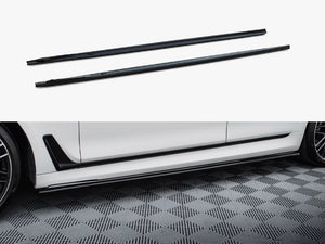 Maxton Design BMW 7 Series G11 2015-2018 side skirts diffusers for M-pack, black aerodynamic car body enhancements