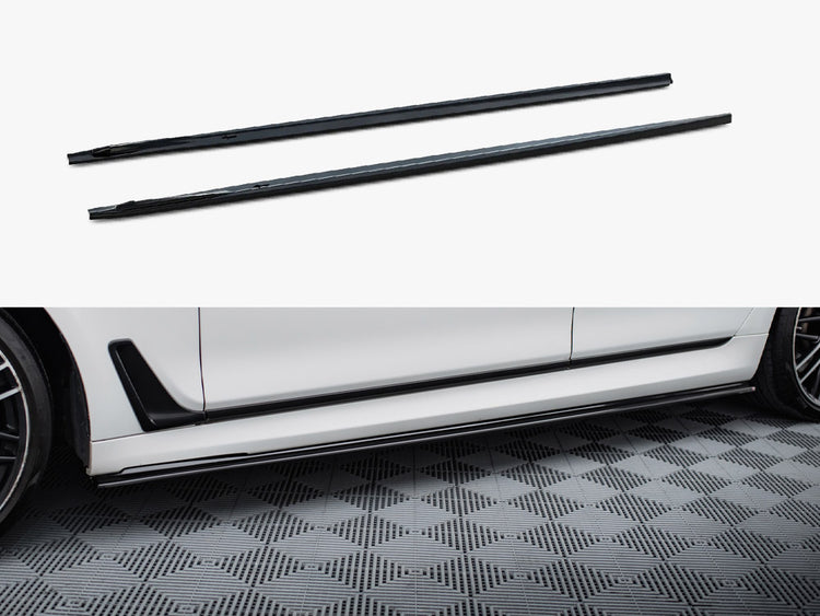 Maxton Design BMW 7 Series G11 2015-2018 side skirts diffusers for M-pack, black aerodynamic car body enhancements