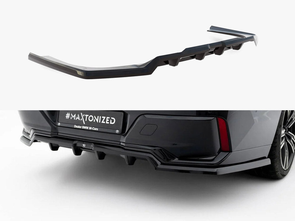 Maxton Design BMW 7 Series G70 rear splitter with vertical bars, body styling part for enhanced exterior look.