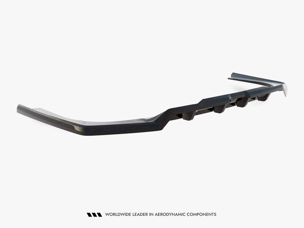 Maxton Design BMW 7 Series G70 rear splitter with vertical bars, body and styling accessory, in black for enhanced aerodynamics.