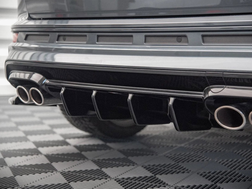 Maxton Design rear valance for Cupra Ateca Mk1 and facelift, black sporty exterior accessory, close-up view of car modification.