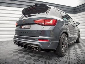 Maxton Design rear side splitters for Cupra Ateca Mk1 and Mk1 Facelift, black carbon fiber appearance, mounted on vehicle