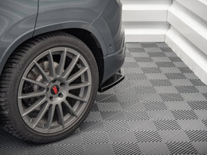 Maxton Design rear side splitters for Cupra Ateca Mk1 and Mk1 facelift, black aerodynamic car accessory, close-up view