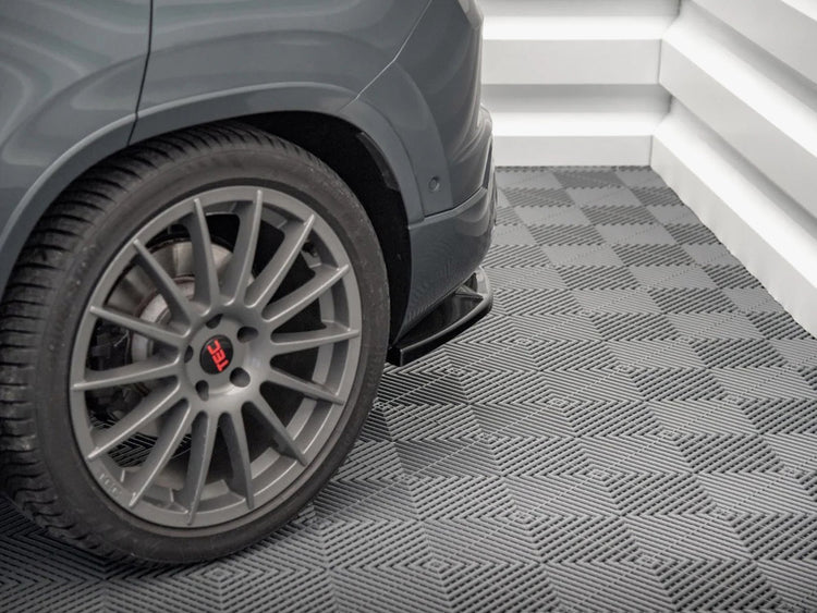 Maxton Design rear side splitters for Cupra Ateca Mk1 and Mk1 facelift, black aerodynamic car accessory, close-up view