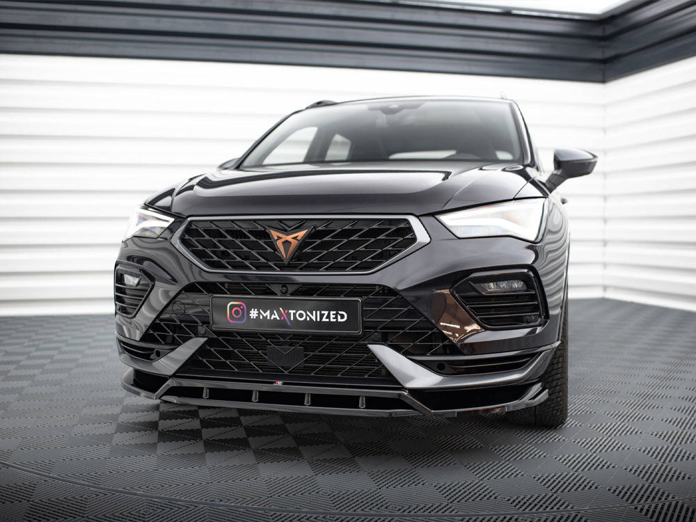 Maxton Design full body kit for Cupra Ateca Mk1 Facelift, includes front and rear bumper accents and side skirts, in black finish.