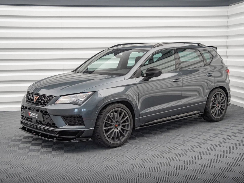 Maxton Design Cupra Ateca Mk1 Facelift full body kit in black with front and rear bumper enhancements, styled for sporty look.
