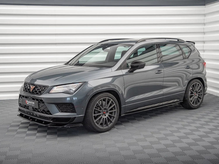 Maxton Design Cupra Ateca Mk1 Facelift full body kit in black with front and rear bumper enhancements, styled for sporty look.