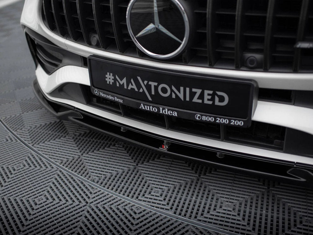 Maxton Design front splitter for Mercedes-Benz C AMG-Line W206, V.1 body styling accessory, black aerodynamic car part on vehicle.