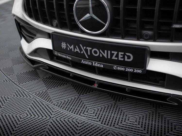 Maxton Design front splitter for Mercedes-Benz C AMG-Line W206, V.1 body styling accessory, black aerodynamic car part on vehicle.