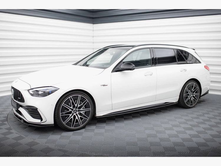 Maxton Design Mercedes-Benz C AMG-Line W206 side skirts and diffusers, body styling accessories, black finish, designed for AMG models.
